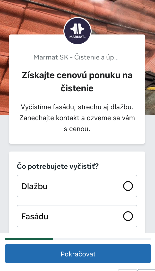 Formulár na zbieranie leadov